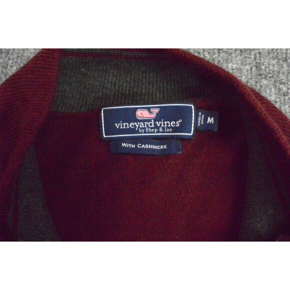 Vineyard Vines Sweater Mens Med Red Knit Quarter Zip Cashmere‎ Cotton - Picture 4 of 9
